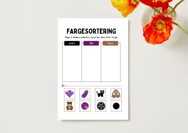 Aktivitetsark med fargesortering