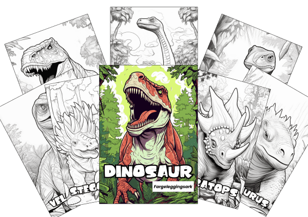 Dinosaur fargeleggingsark
